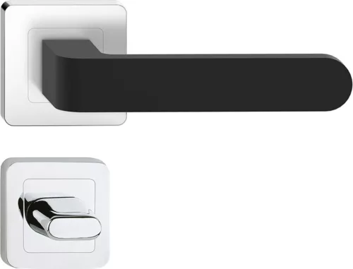 RIO ajtókilincs kerek rozettás fekete króm alapon WC