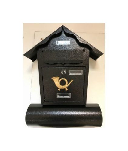 Mailbox with Tent Top and Newspaper Holder Black