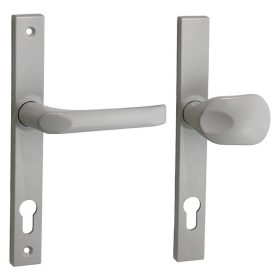   Felix szögletes Biztonsági Bejárati Gomb/ajtókilincs 9006 Fehér alumínium 90mm PZ