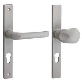   Felix szögletes Biztonsági Bejárati Gomb/ajtókilincs 9006 Fehér alumínium 72mm PZ