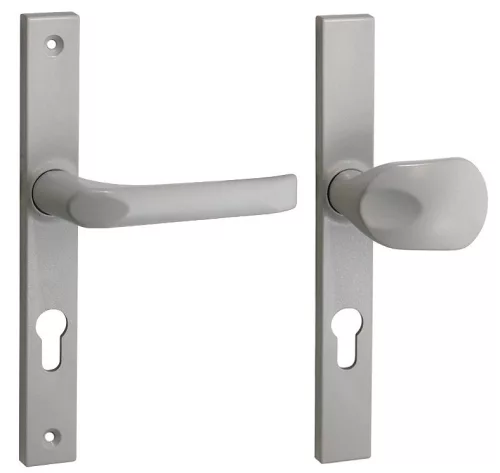 Felix szögletes Biztonsági Bejárati Gomb/ajtókilincs 9006 Fehér alumínium 72mm PZ