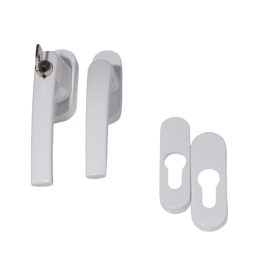   Nagyalakú Ablakfélkilincs Zárható/Sima Pár Fehér + PZ Oválrozetta