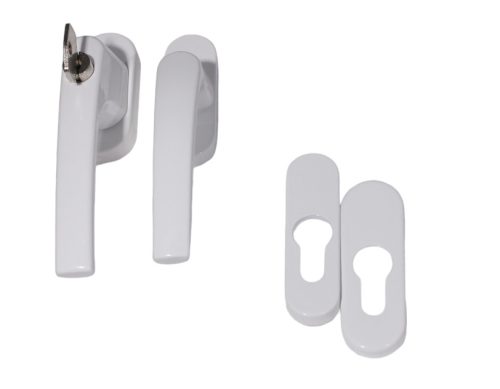 Large window handle Lockable/Regular pair White + PZ Oval rosette