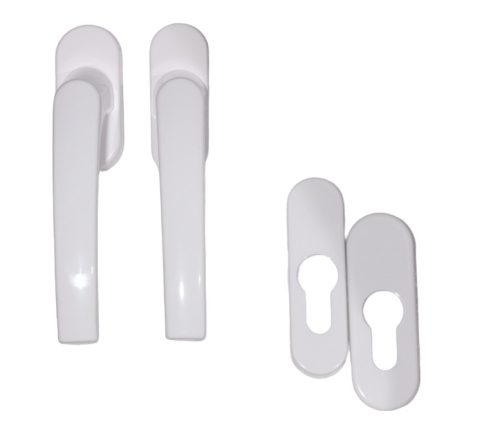 Large window handle Regular/Regular pair White + PZ Oval rosette