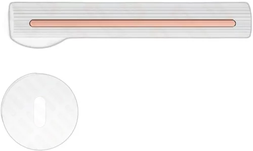ELEGANZA/ELEGANT ajtókilincs kerek talpú R - 6mm-es talpú FIT fehér díszbetét réz színű BB