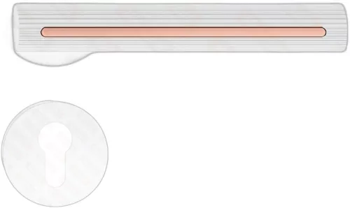 ELEGANZA/ELEGANT ajtókilincs kerek talpú R - 6mm-es talpú FIT fehér díszbetét réz színű PZ