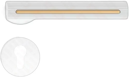ELEGANZA/ELEGANT ajtókilincs kerek rozettás R - FIT rozettás 6mm fehér - díszes arany betét PZ