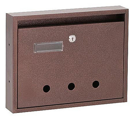 Skrzynka pocztowa na klatkę schodową (Rio) 350 mm x 270 mm x 60 mm Wizytówka otwierana w dół Brązowa