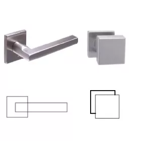   Ella Négyzetrozettás  Rozsdamentes Inox PZ Asszimetrikus Gomb/Kilincs