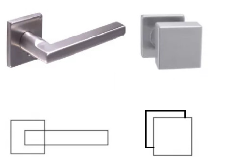 Ella Quadrat Edelstahl Inox WC Asymmetrischer Knopf/Türknauf