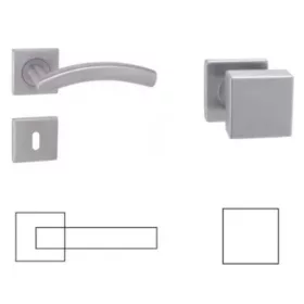   Alex Din Fix Csapos Négyzetrozettás Rozsdamentes Inox BB Asszimetrikus Gomb/Kilincs