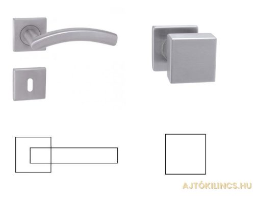 Alex Din Fixed Pin Quadrat Set Edelstahl Inox BB Knopf/Türknauf