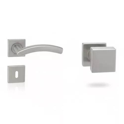 Alex Din Fix Csapos Négyzetrozettás Rozsdamentes Inox BB  Gomb/Kilincs