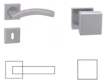 Alex Din Fixed Pin Quadrat Set Edelstahl Inox PZ Asymmetrischer Knopf/Knopf