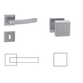   Gina Din Fixed Stift Quadrat Set Edelstahl Inox BB Knopf/Türknauf