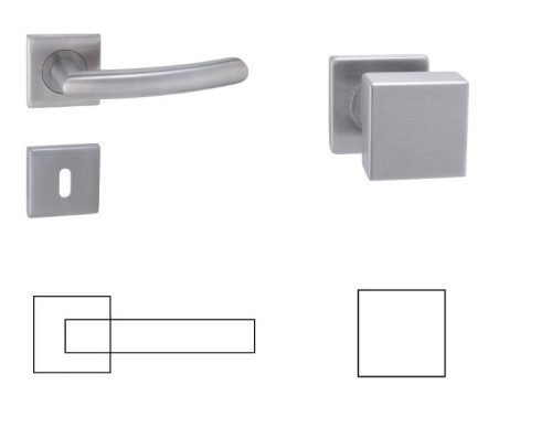 Zestaw kwadratowy Gina Din ze stałą szpilką Przycisk/pokrętło PZ ze stali nierdzewnej Inox