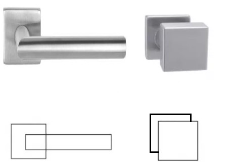 Tímea Din Fixed Pin Quadrat Set Edelstahl Inox BB Asymmetrischer Knopf/Knopf