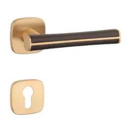   APRILE DAVIDIA Rozetă pătrată QR SLIM 7MM KG/ Piele maro - Satin Aur colorat/ Piele maro PZ