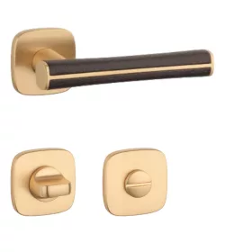   APRILE DAVIDIA Rozetă pătrată QR SLIM 7MM KG/ Piele maro - WC Satinat auriu/ Piele maro