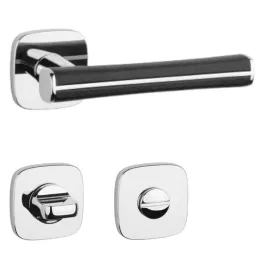   APRILE DAVIDIA Rozetă pătrată QR SLIM 7MM LC/ Piele neagră - WC crom strălucitor/ Piele neagră