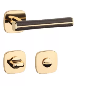   APRILE DAVIDIA Rozetă pătrată QR SLIM 7MM LG/ Piele maro - WC colorat auriu strălucitor/ Piele maro