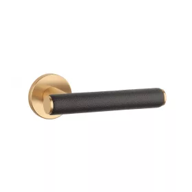  APRILE EGERIA Round Rosette R SLIM 7MM KG /Brown leather - Satin Gold Colored / Brown leather (ONLY THE HANDLE ON THE UPPER ROSETTE)