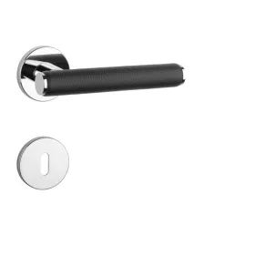  APRILE EGERIA Körrozettás R SLIM 7MM LC/ Fekete bőr - Fényes króm színű/ Fekete bőr BB