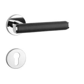   APRILE EGERIA Körrozettás R SLIM 7MM LC/ Fekete bőr - Fényes króm színű/ Fekete bőr PZ