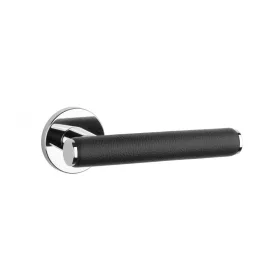   APRILE EGERIA Round Rosette R SLIM 7MM LC/ Black leather - Bright Chrome Colored/Black leather (ONLY THE HANDLE ON THE UPPER ROSETTE)