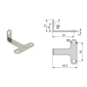 Sarokvas "T" nikkel 42x32x21mm