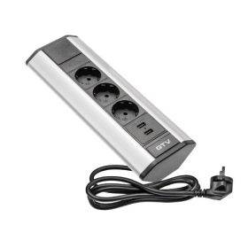 Konnektor Sarok 3-as + USB szürke 277x100x52mm