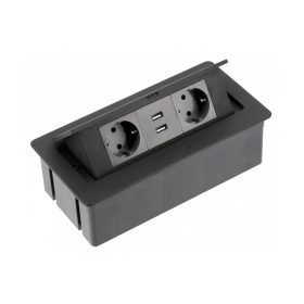 Konnektor felbillenő 2+2 usb GTV fekete 240x120x73mm