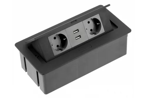 Konnektor felbillenő 2+2 usb GTV fekete 240x120x73mm