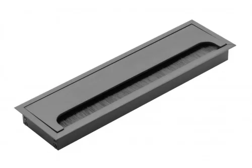 Kábelkivezető fém téglalp alakú nagy fekete 280x80mm