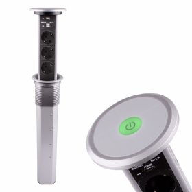 Konnektor Liftbox automata felhúzható 3-as + 2USB alu