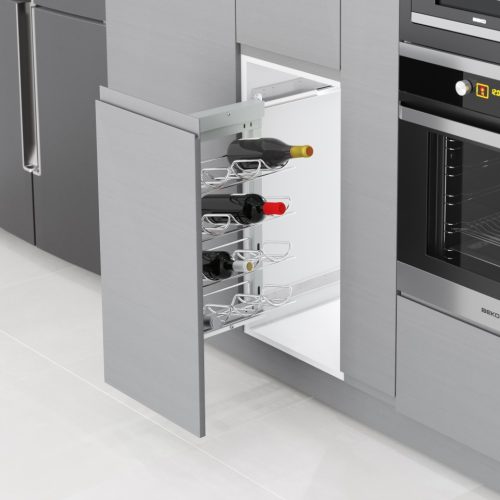 Konyhai kihúzható fékes oldalkeret borosüveg tartó "R" balos króm 400mm