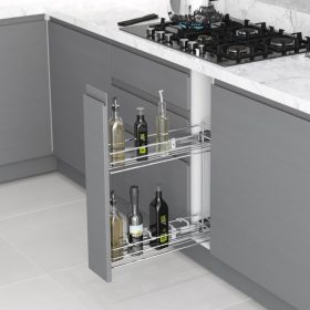   Konyhai kihúzható univerzális fékes kosár "R" króm 150mm