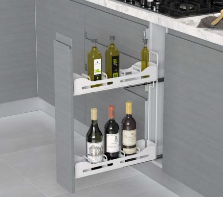 Konyhai kihúzható fékes italtartó Unique "R" jobbos fehér 150mm