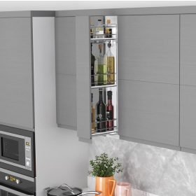   Konyhai kihúzható italtartó felső szekrénybe 3 tálcával R jobbos króm 150mm