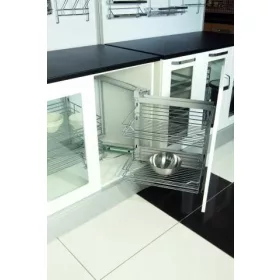   Konyhai sarokmechanizmus "R" részleges kihúzású - jobbos króm 450mm