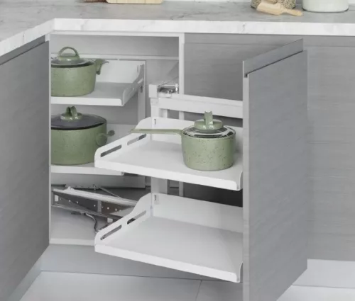 Konyhai sarokmechanizmus Unique "R" részleges kihúzású - jobbos fehér 450mm