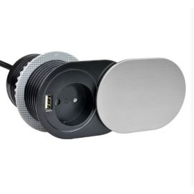 Konnektor Slidebox 1-es+USB inox