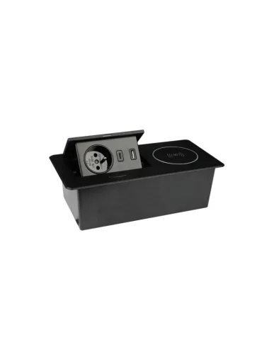 Konnektor Zeobox 1+2 USB + induktív töltő fekete