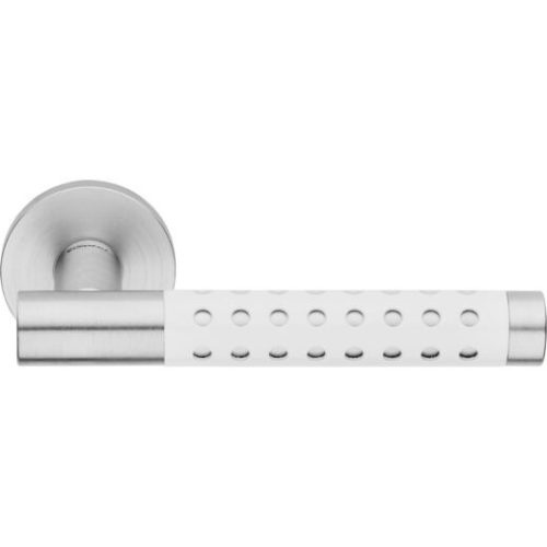 Linea Cali Cavity matte chrome - white round rosette handle set 1726 RB 025 BT