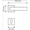 Linea Cali Corner Zincral glänzend verchromtes quadratisches Rosetten Türknauf Set 505 RB 014 CR