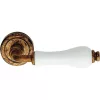 Linea Cali Dalia set de maner rotund din alama antica cu portelan alb 600 RB 103 PB AN