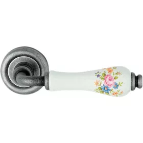   Linea Cali Dalia set de maner rotund din metal antic cu porțelan alb cu model de flori roz 600 RB 1