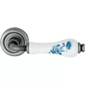  Linea Cali Dalia set mâner rotund din metal antic cu porțelan alb cu flori albastre 600 RB 103 BB
