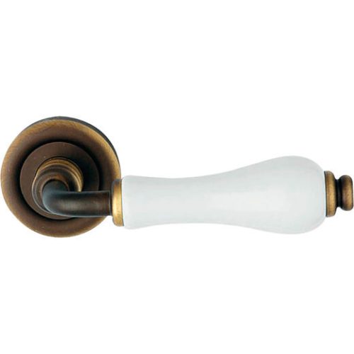 Linea Cali Dalia matte bronze round rosette handle set with white porcelain 600 RB 103 PB MB