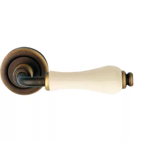   Linea Cali Dalia, bronz mat, set de maner Rotundă cu portelan ivory 600 RB 103 PA